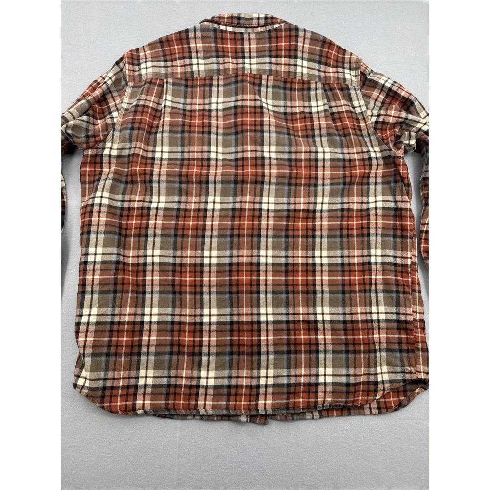 Carhartt Trumbull Long Sleeve Button Down Flannel Mens 2XL Orange Plaid Workwear